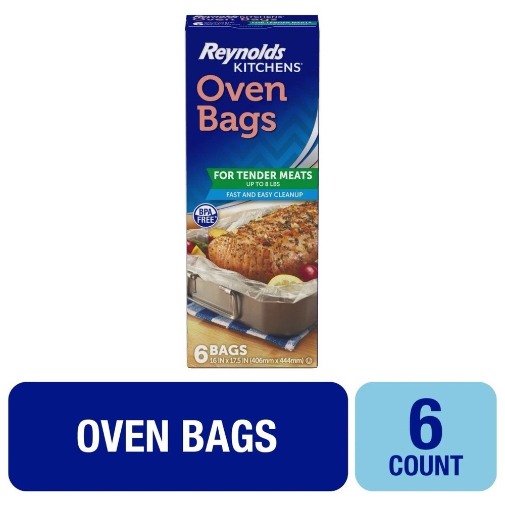 Reynolds Kitchens Oven Bags, Large, BPA-Free & Oven-Safe 6 Count